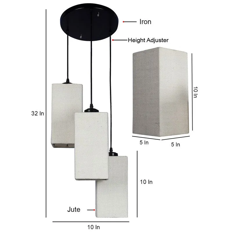 Warm Ivory Triple Metal Ceiling Lamp - Off White media 9