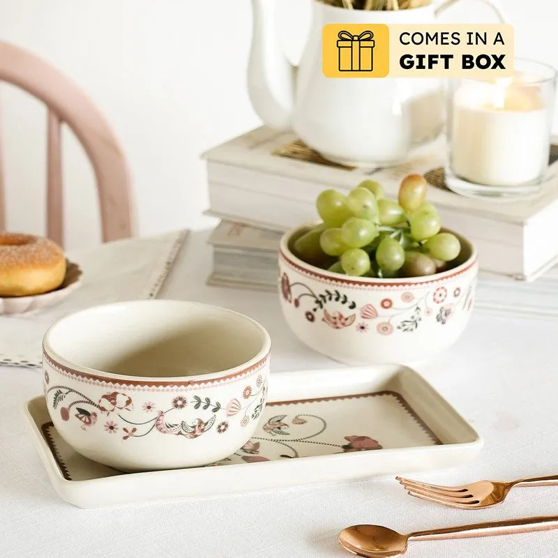 Magique by the Wishing Chair Kalahari 2 Ceramic Bowls & 1 Ceramic Platter Gift Box Set - Three Piece Set media 1