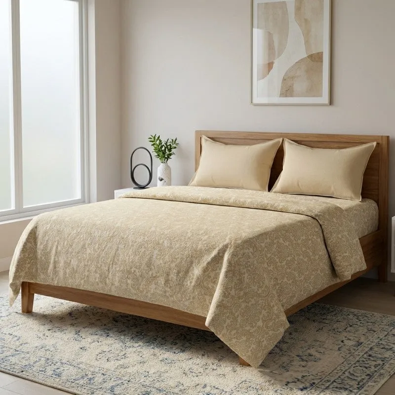 Artisan Hue Cotton Bedsheet (Beige) - 220 TC media 1