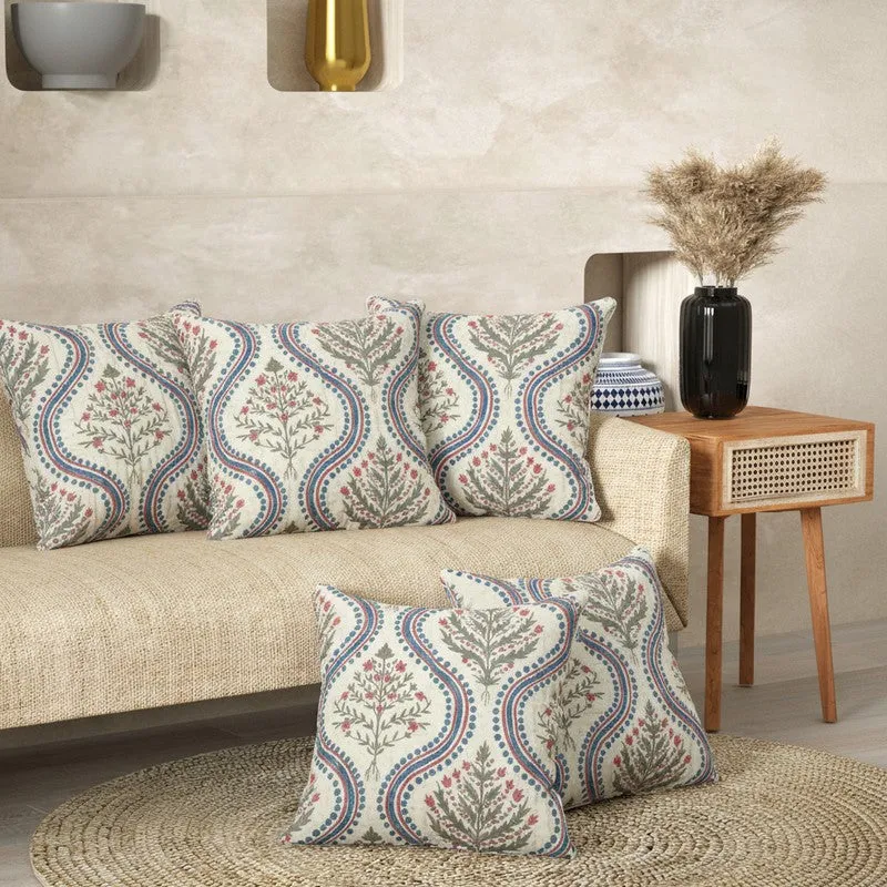 Paisley Motif Multicolor Cushion Cover Set - Set Of Five media 1