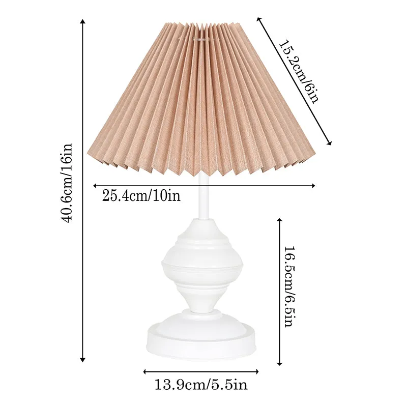 French Pleat Orbin Metal Table Lamp - Beige,White media 5