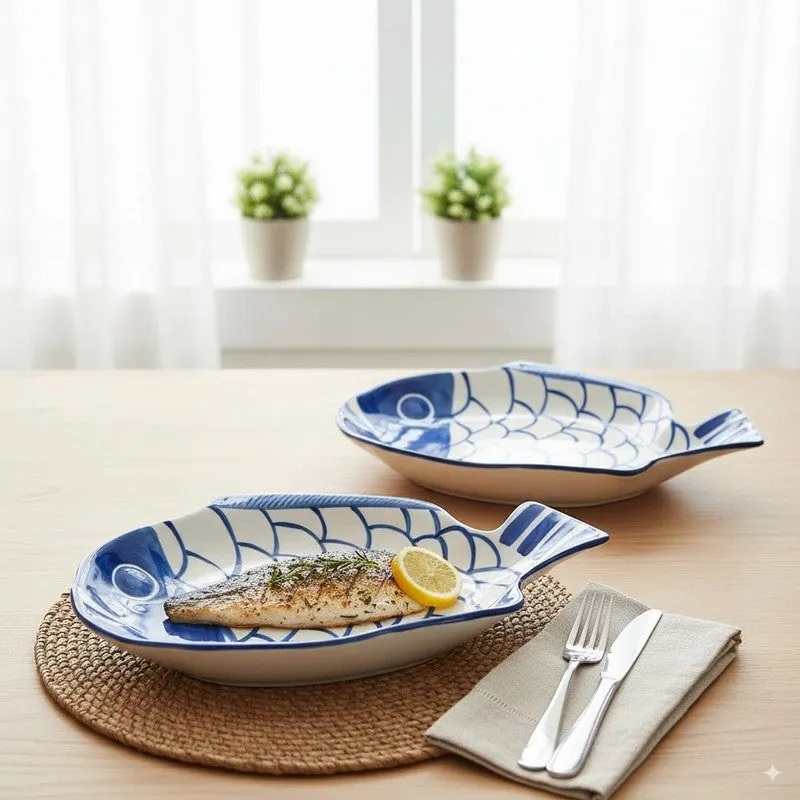 Klyne Porcelain Platter (Blue) - Set Of Two media 1