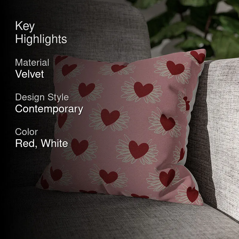 Winged Hearts Printed Velvet Cushion Cover media 2