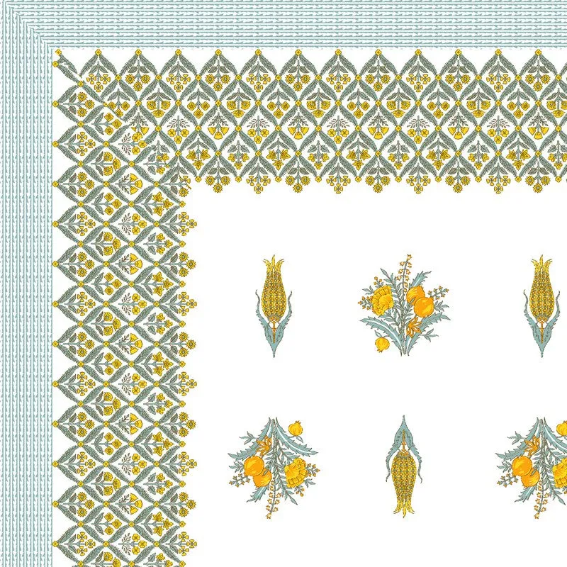 Ethnic Bloom Cotton Bedsheet (Yellow,White) - 120 TC media 5