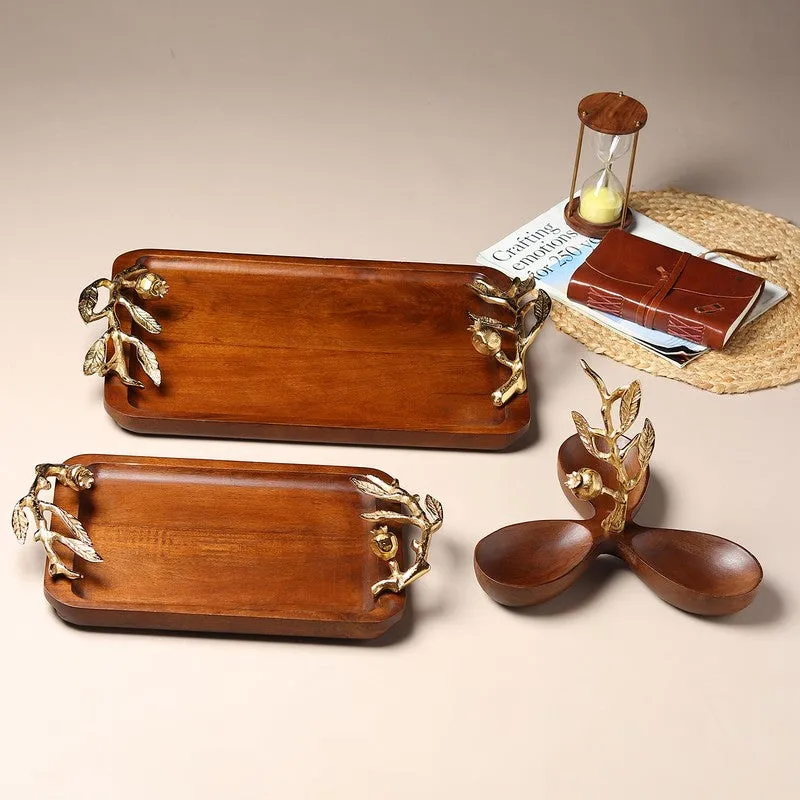 Timber Carry Wood Serving Tray - Gold,Brown media 8