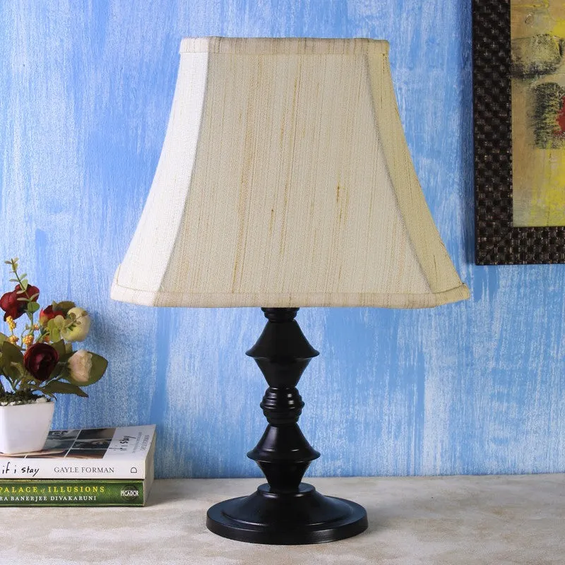 Flamevia Cotton Table Lamp With Iron Base - Ivory media 4