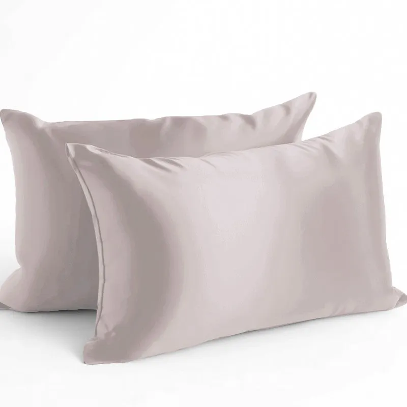 SilkenAura Satin Pillow Cover with a Scrunchy (Pink) - Set Of Two media 3