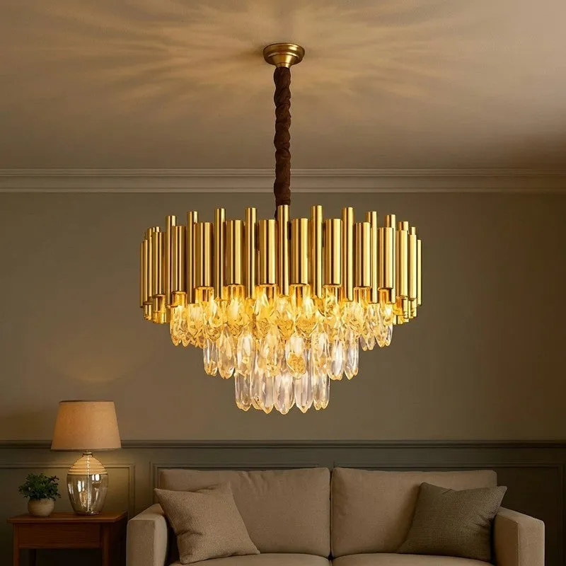 Diamond Cascade Metal Chandelier - Gold media 1