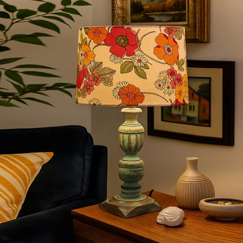 PetalDrape Wooden Table Lamp media 1