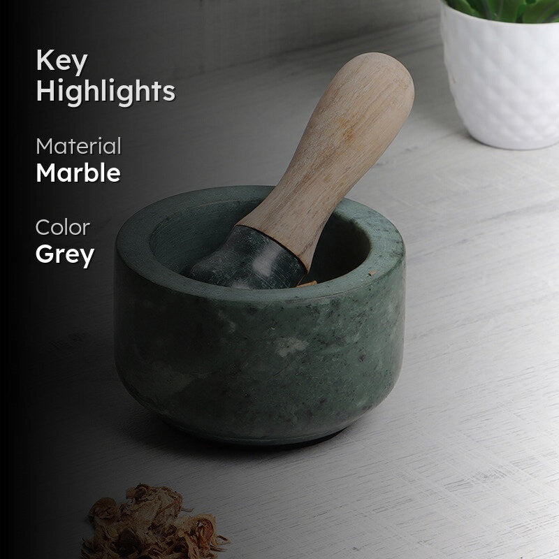 Crushique Marble & Wood Mortar & Pestle (Grey) - 100 ML media 2