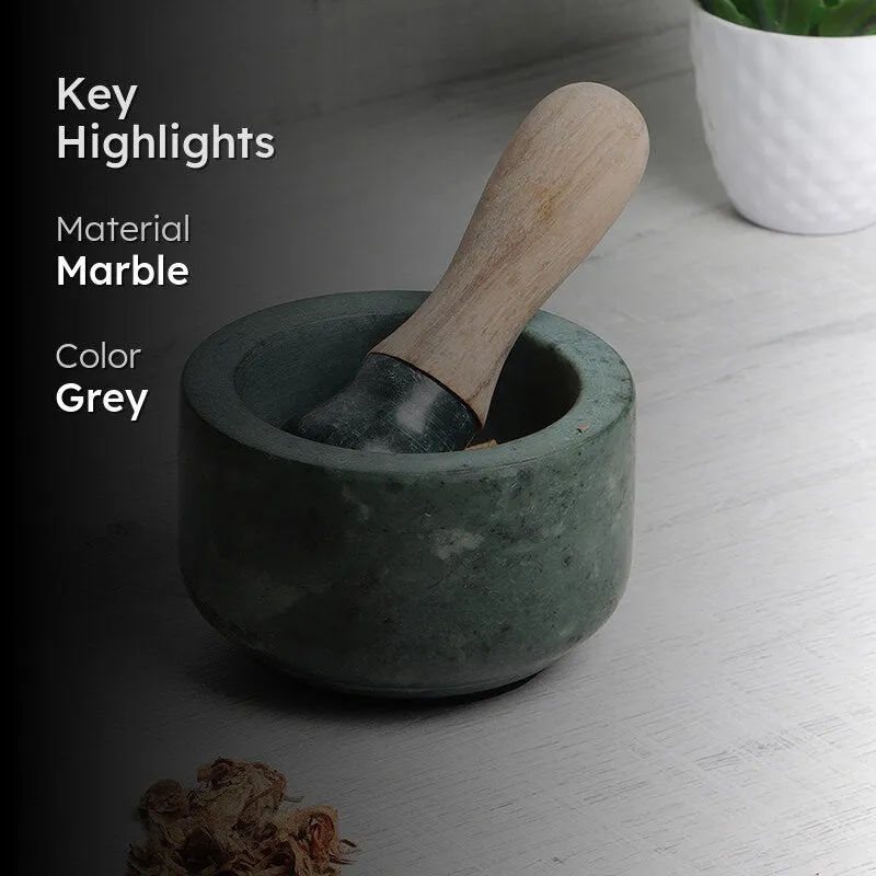 Crushique Marble & Wood Mortar & Pestle (Grey) - 100 ML media 2