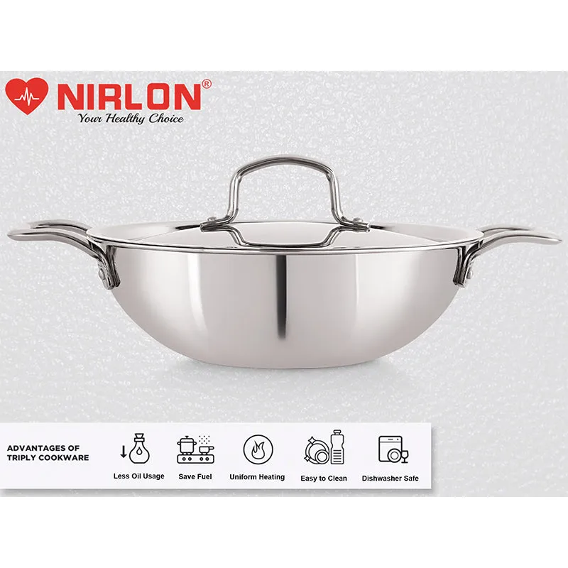 Nirlon Kadhai With Lid - 1500 mL/8 Inches media 6