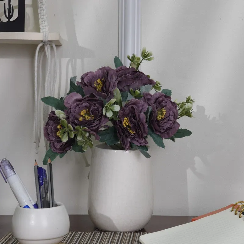 Elegant Artificial Peony Flower Bunch - Purple media 1