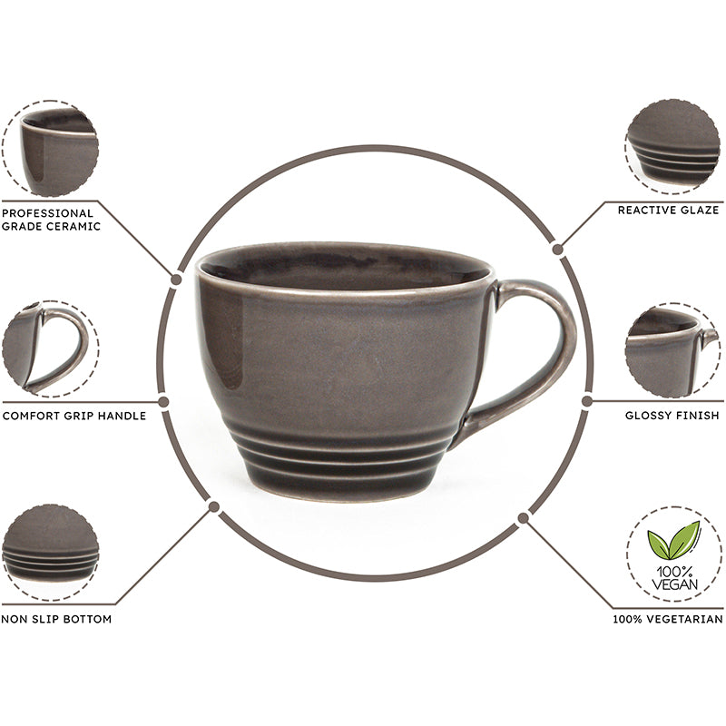 Gradient Brew Ceramic Coffee Mug (Smoke Grey) - 500 mL image 3