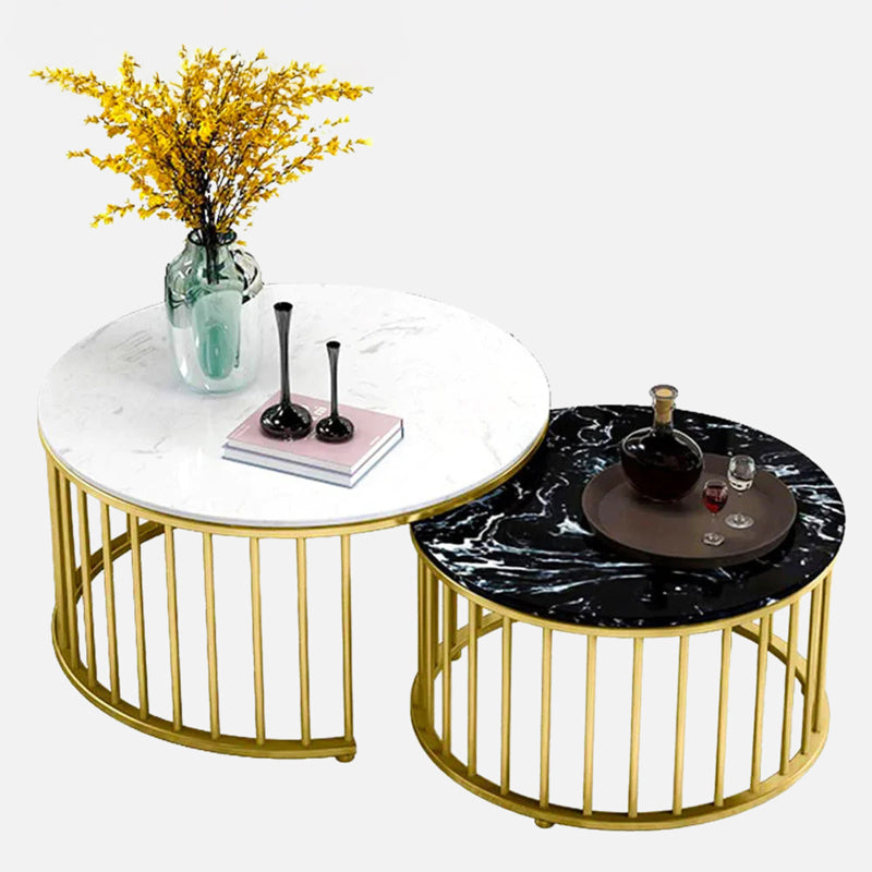 Aurum Cage Accent Table with Marble Top (Gold) - Set Of Two media 4