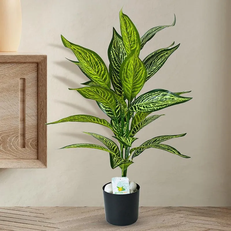Faux Artificial Croton Plant With Black Plastic Pot - 71 cm (2.3 ft) media 3