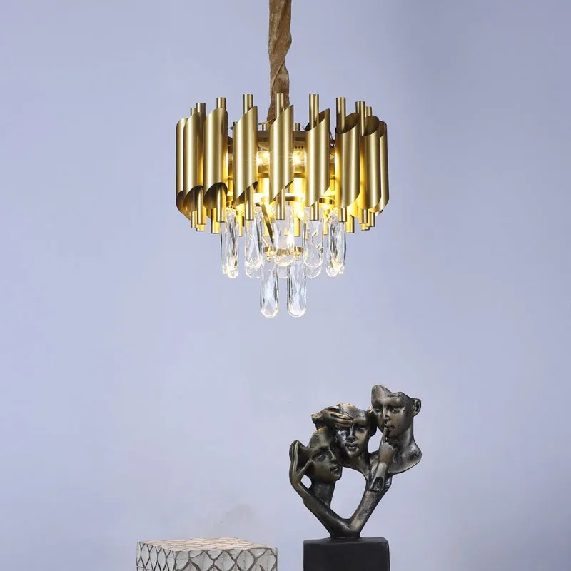 Auristra Iron Crystal Chandelier - Gold media 4