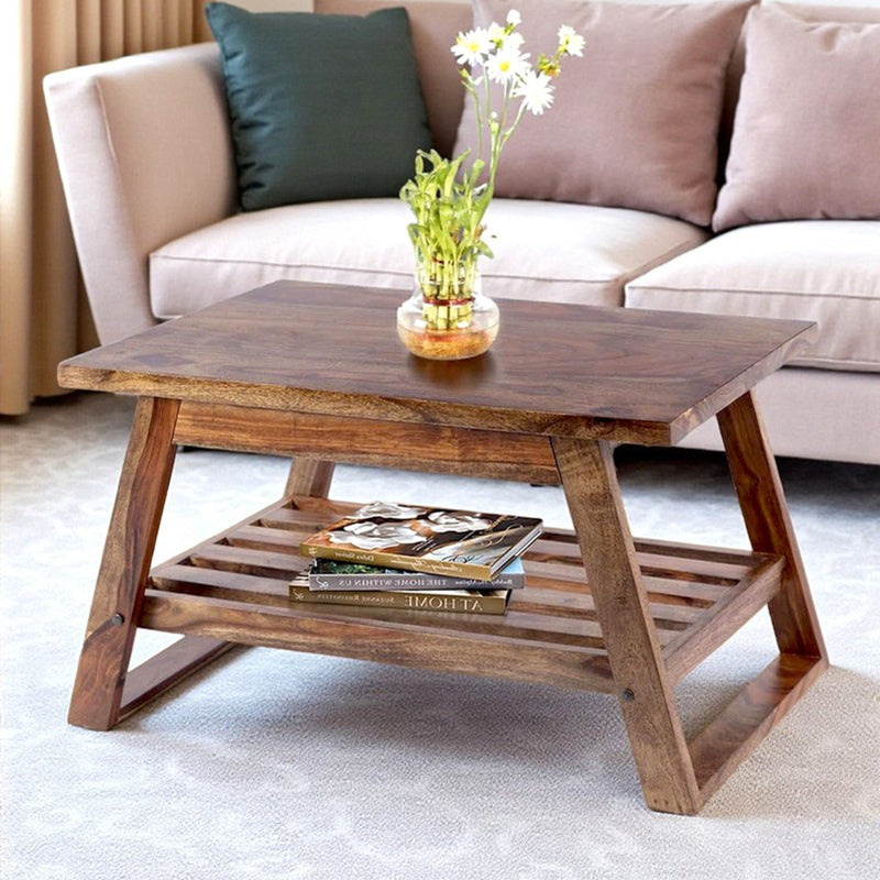 Axeron Sheesham Wooden Center Table - Light Brown