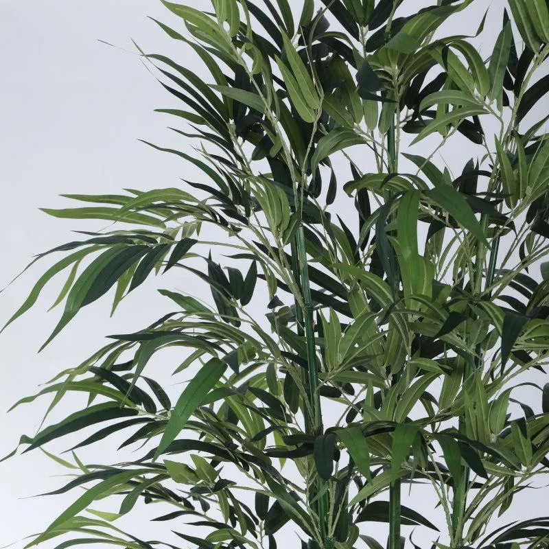 Faux Evergreen Bamboo Plant With Black Plastic Pot (6.89 ft) - Dark Green media 5