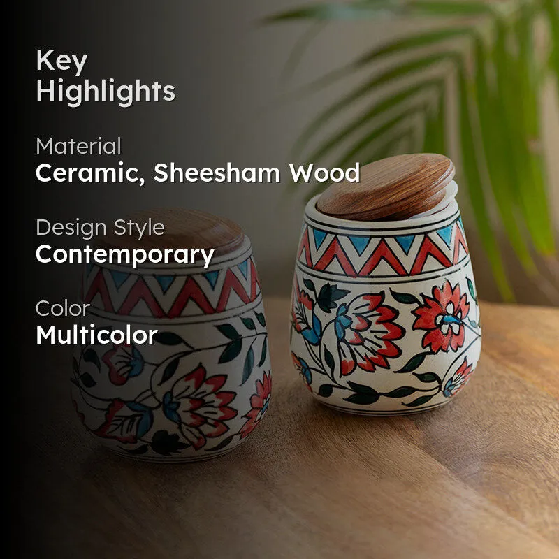 Mesa Dawn Curve Ceramic Jar (480 mL Each) - Set Of Two media 2