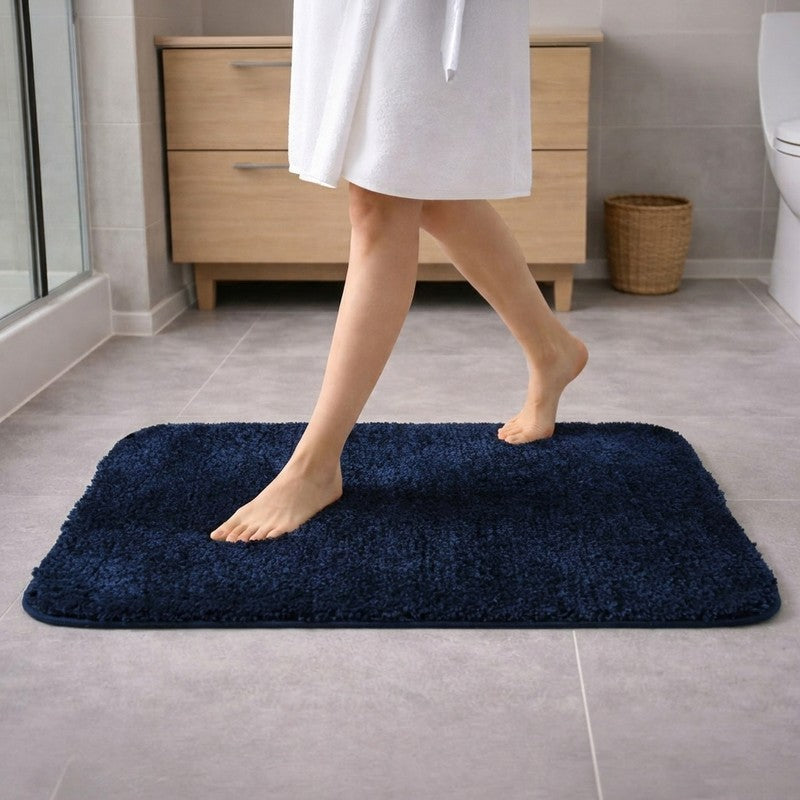 Clear Step Anti Skid Micro Fiber Bath Mat - Blue - 37 x 57 cms