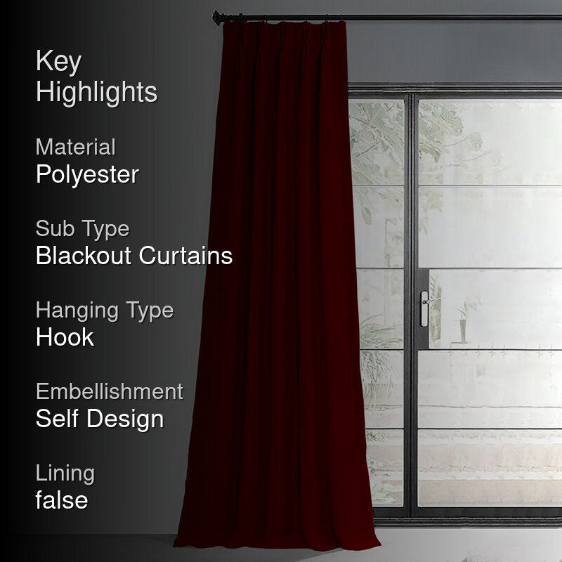 Noir Triple Pinch Pleat Blackout Curtain - Burgundy media 2