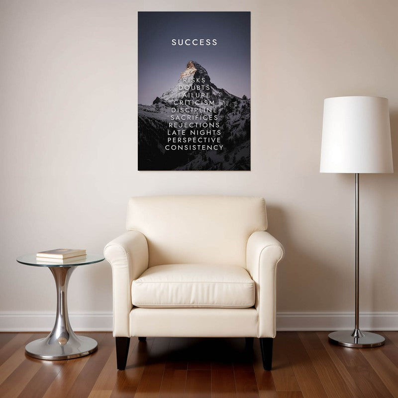Mountain of Success Wall Poster - Black