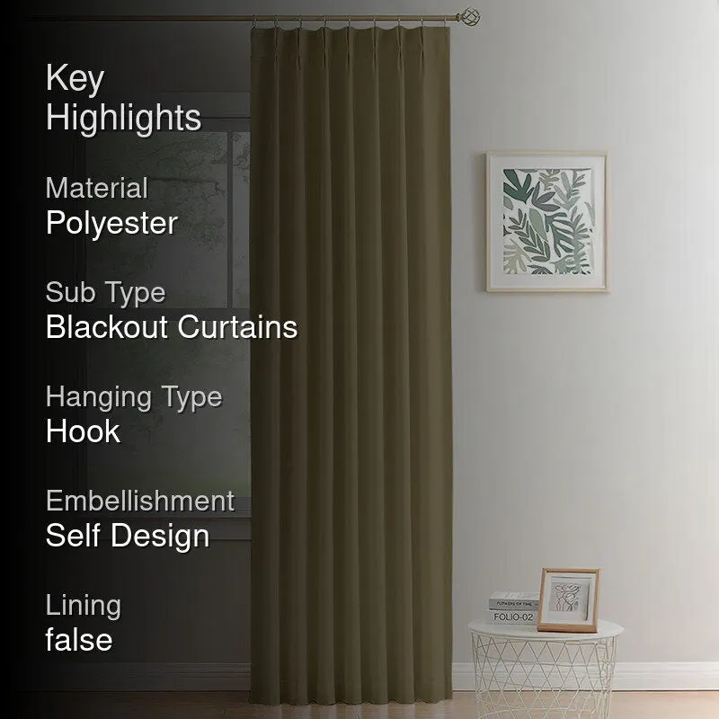 Noir Double Pinch Pleat Blackout Curtain - Khaki media 2