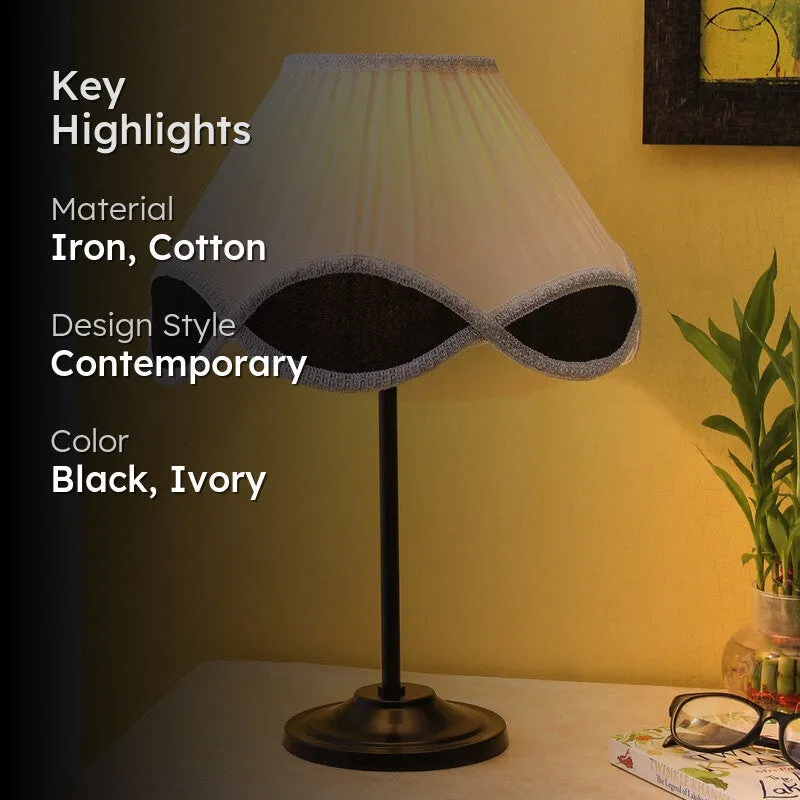 Flarewin Cotton Table Lamp With Iron Base - Ivory media 2