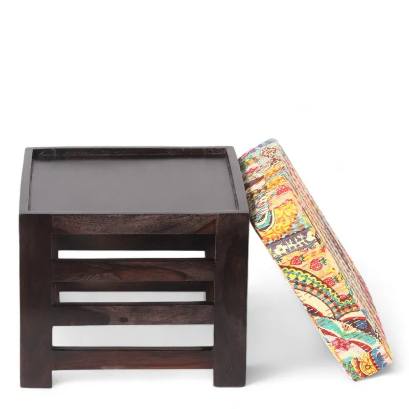 Vexon Sheesham Wooden Bench with Stool (Multicolor) - Two Piece Set media 5