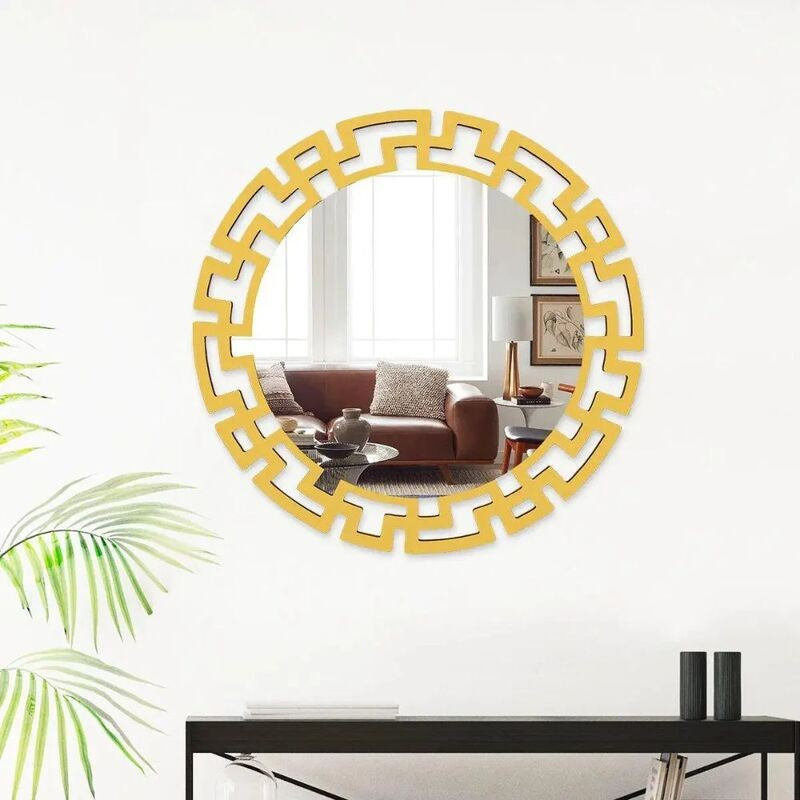 Greek Key Reflection Decorative Wall Mirror - Gold media 7