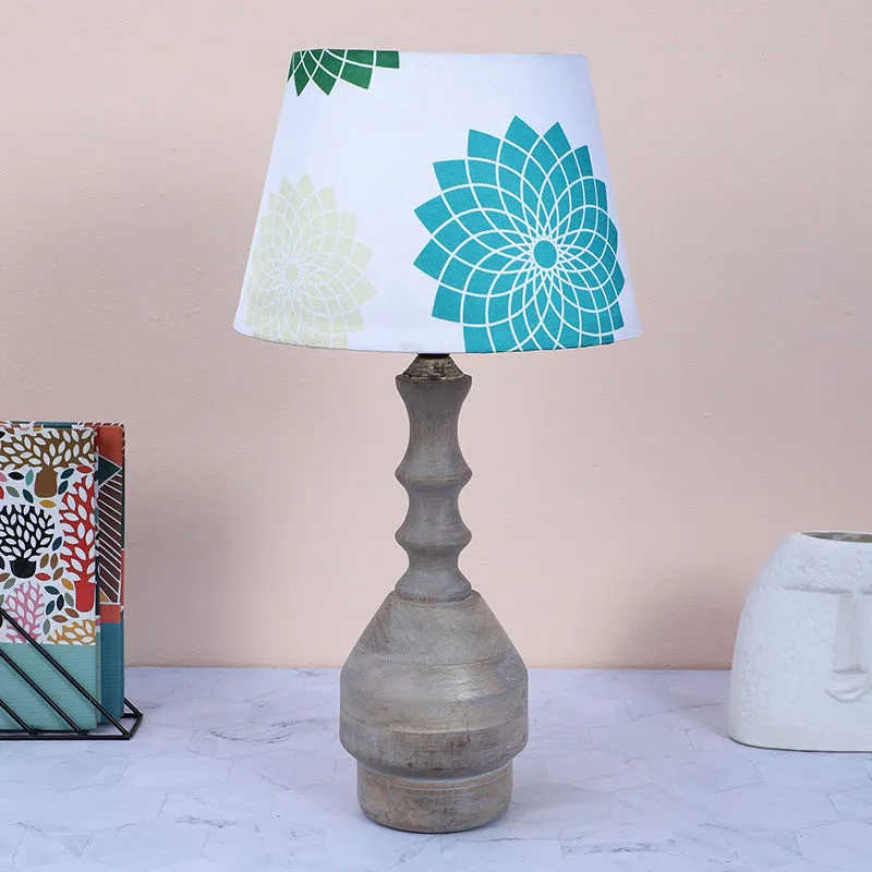 Akari Glyph Printed Mango Wood Table Lamp - Multicolor media 2