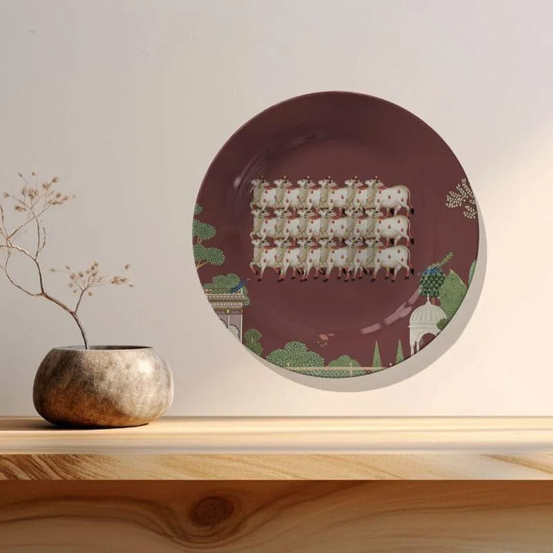 Pichwai Art Wall Plate - Brown media 4