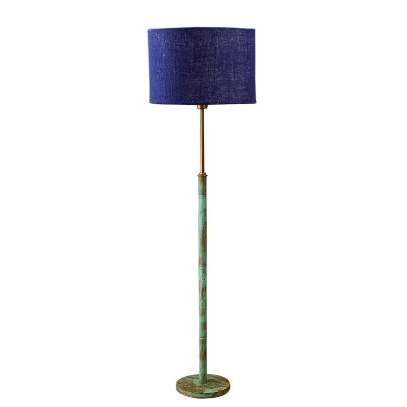 Vintage Glow Wooden Floor Lamp - Blue media 5
