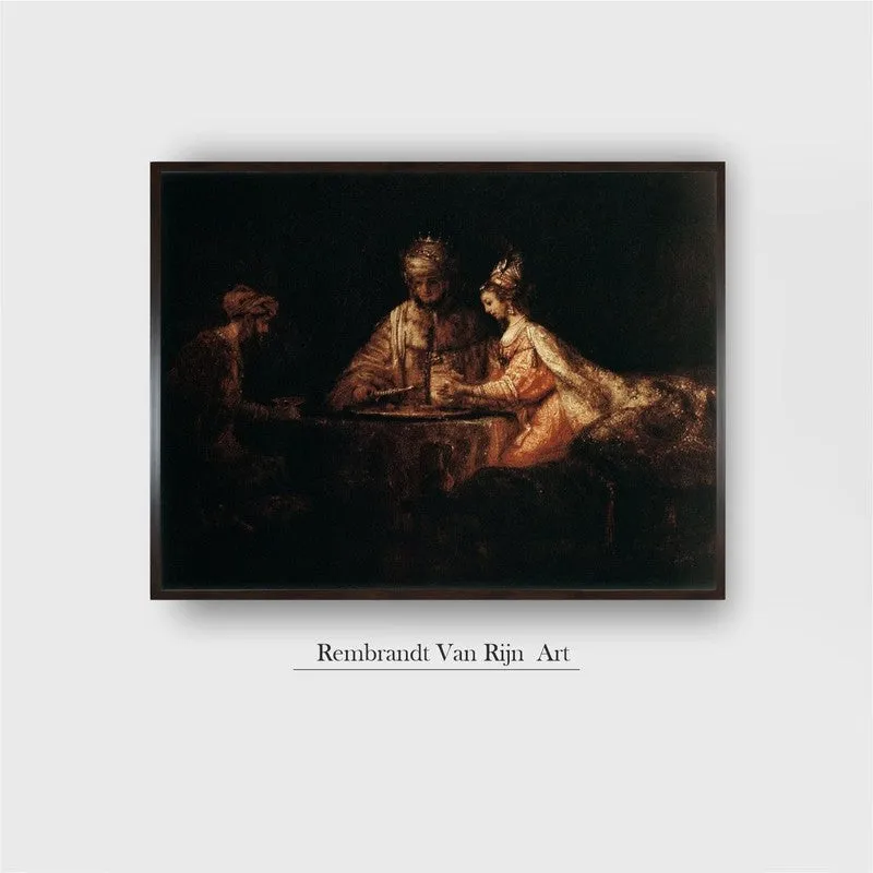 Front view of a framed classical painting on a white background