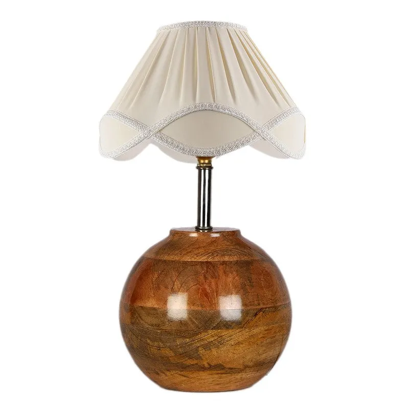 Glowbeam Cotton Table Lamp With Wooden Base - Ivory media 3