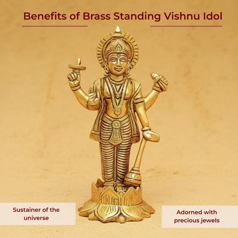 Sri Vishnu Divine Brass Idol media 6