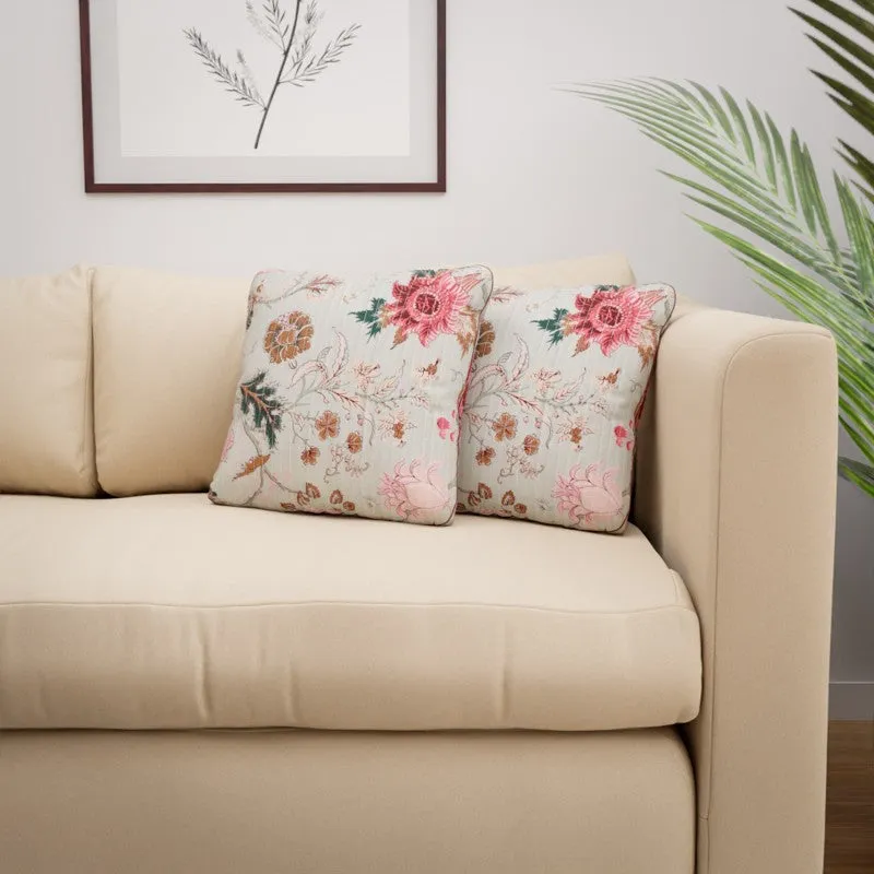 Floral Serenity Cotton Cushion Covers - Set Of Two media 1