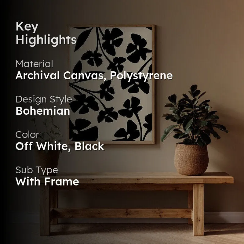 Noir Garden Canvas Wall Painting With Brown Frame media 2