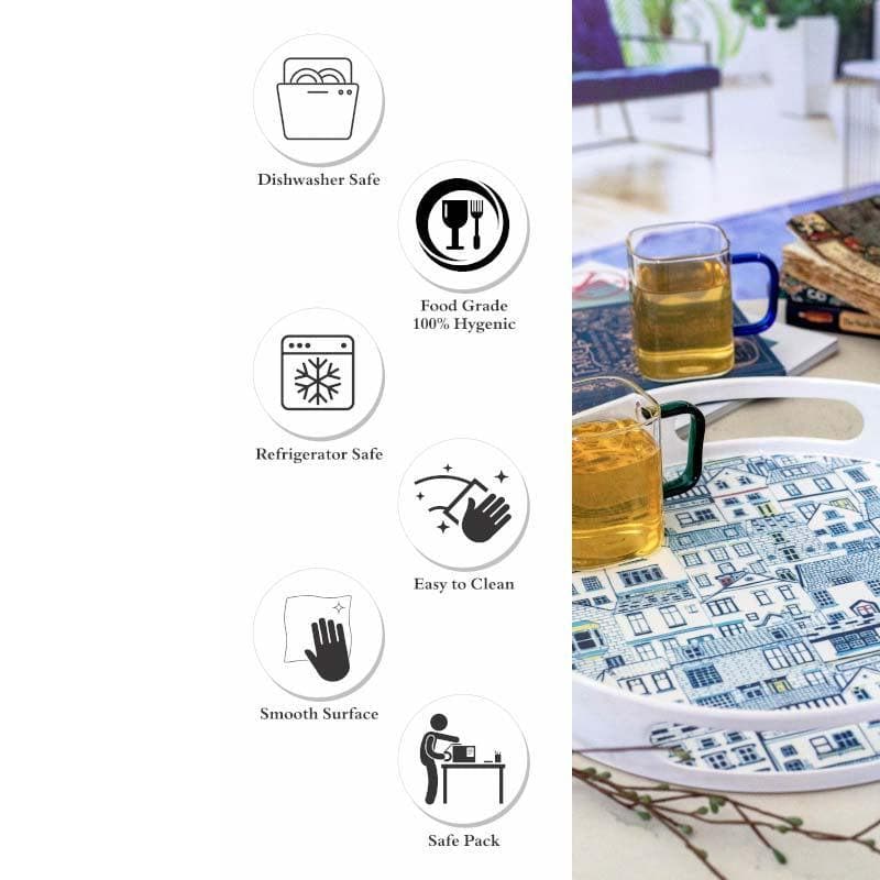 Blue City Round Serving Tray media 5