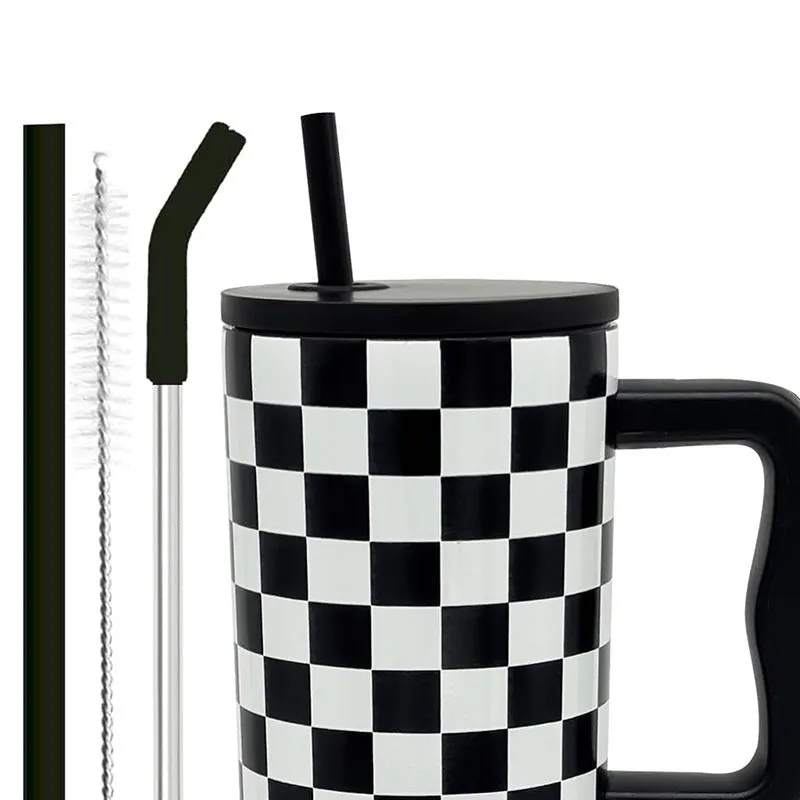 Chic Check Stainless Steel Tumbler (1200 ML) - Black media 4