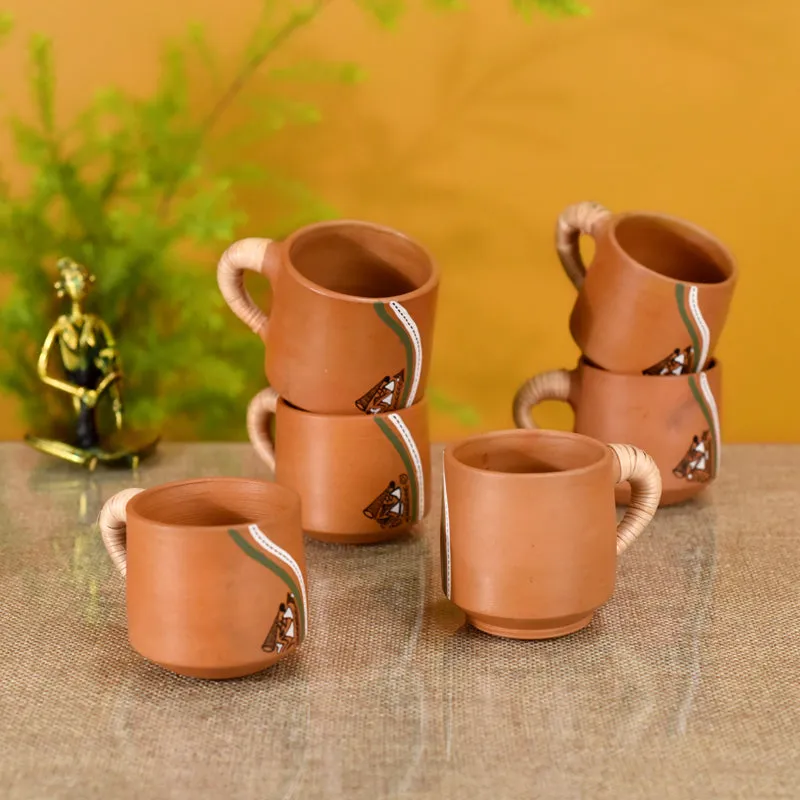 Tribal Terracotta Tea Cup (150mL Each) - Set of Six media 1