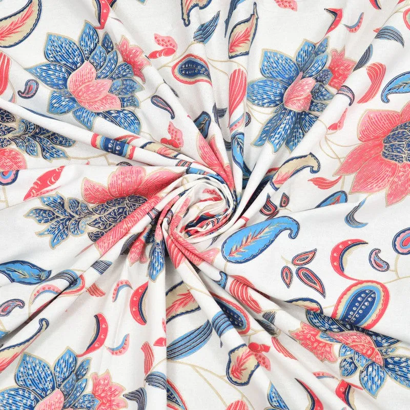 Soft Petal Cotton Bedsheet (Red,Blue) - 180 GSM media 8