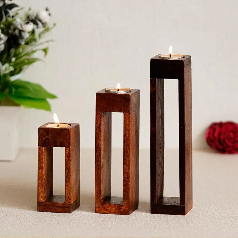 Cedar Glow Tea Light Holder - Set Of Three media 1