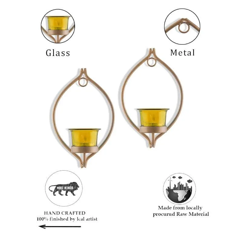 Leafy Sconce Candle Holder (Yellow) - Set Of Two media 5