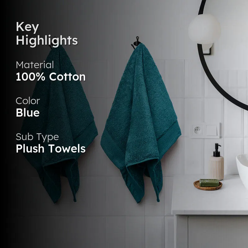 Micro Cotton Soft Serenity Solid Hand Towel (Blue) - Set Of Two media 2