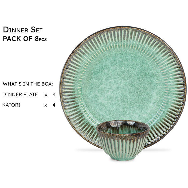 Mintora Green Ceramic Dinner Set - 8 Piece Set media 5
