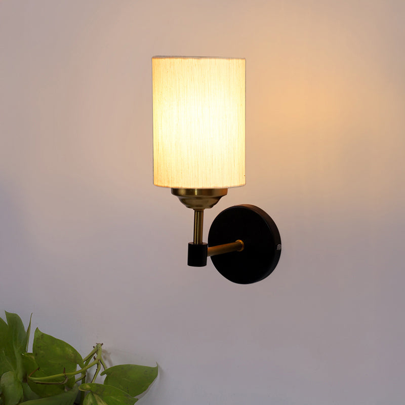 Sienna Sleek Steel & Cotton Wall Lamp - Ivory