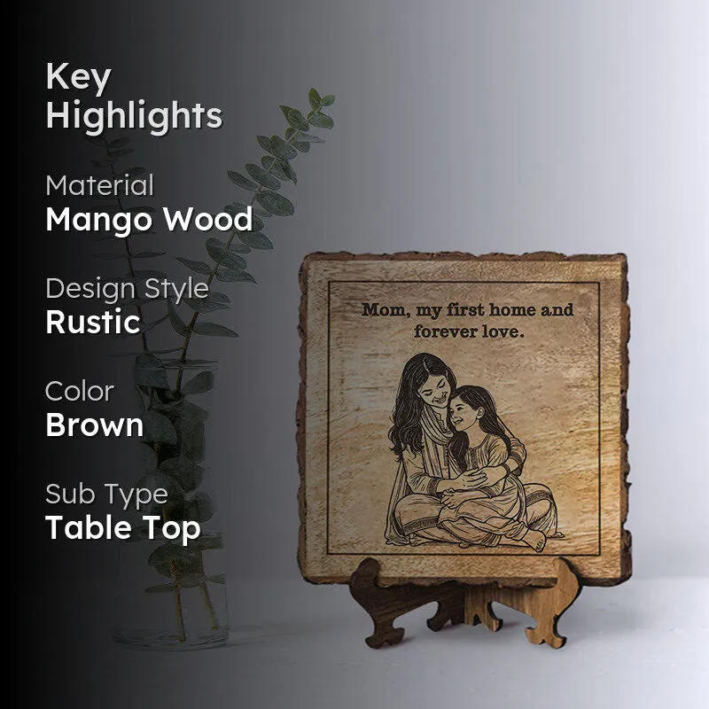 Mom Is My First Home Wood Showpiece - Square media 2