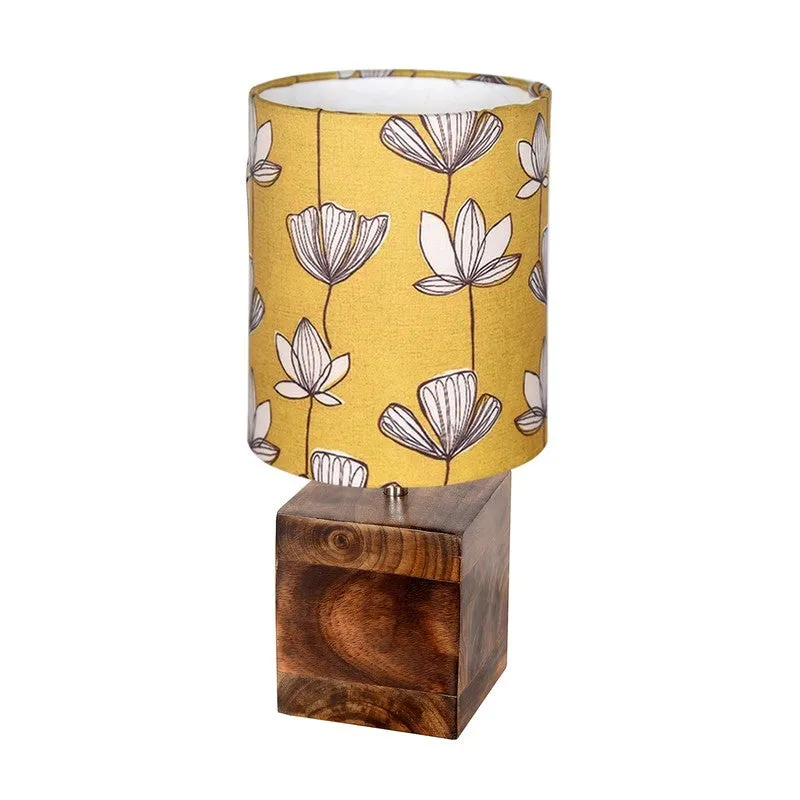 EverAura Elegant Bedside Wooden Table Lamp - Yellow,Brown media 4